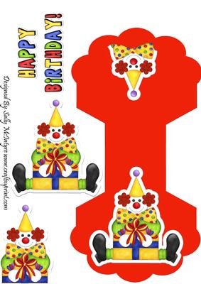 Red Happy Birthday Clown Rocker Card