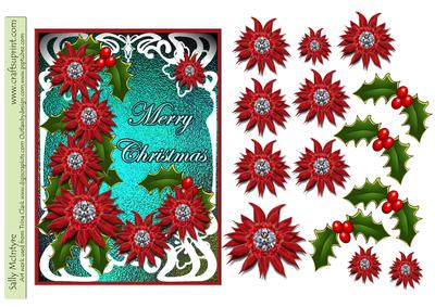 Holly and Poinsettia Merry Christmas