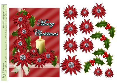 All in Red Poinsettia and Christmas Candle