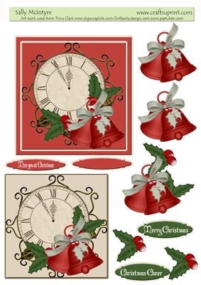 Red Christmas Bells and Holly