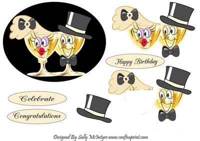 Champagne and Happiness in Black Celebrate-congratulations-happy Birthday