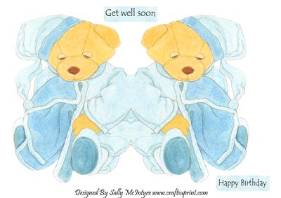 Blue Bear Shaped Card Great for a Get Well Soon or Happy Birthday