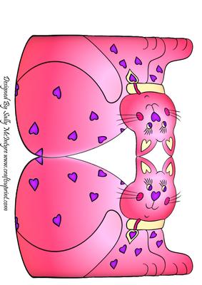Pink Pussy Cat Shaped Card