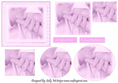 A Baby Girl 2 Card Sheet Pyramid Babies Hands