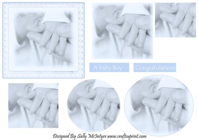 A Baby Boy 2 Card Sheet Pyramid Babies Hands