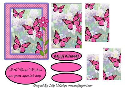 Butterfly Frenzy Pyramid Happy Birthday with Best Wishes on Your Special Day