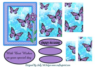 Butterfly Frenzy Pyramid Happy Birthday with Best Wishes on Your Special Day Blue