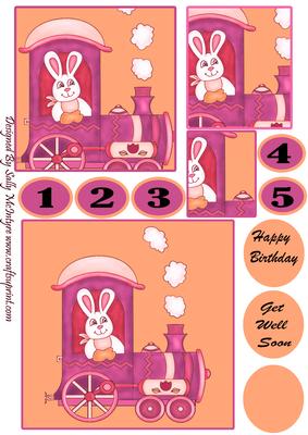 Birthday Easter Get Well Soon Bunny Train Girl