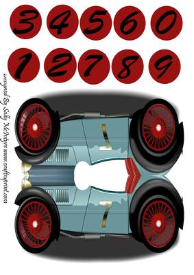 Vintage Car with Numbers for You to Add a Birthday Number