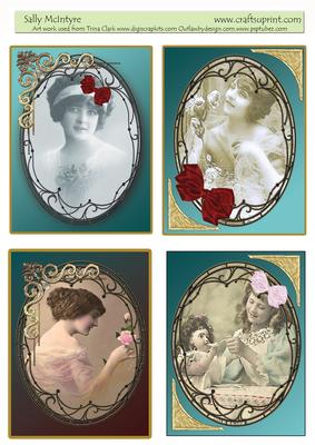 Vintage Girls Teal with Bows