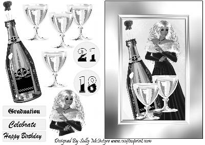Celebration for Graduation 21st 18th Birthday or Other Special Occasion 2 Up Sheet Black and White