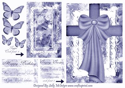 For a Special Lady Toppers with Cross and 3D Butterflies in Blue