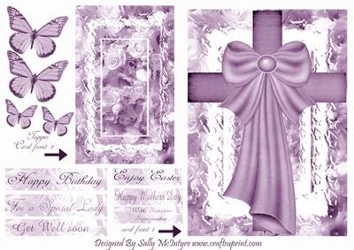 Cross and 3D Butterflies in Pink Hues