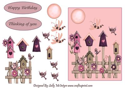 Birds in My Garden in Pink