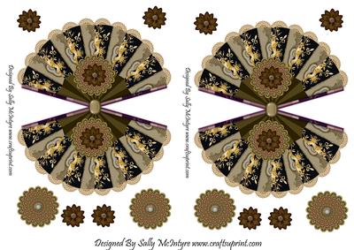 Oriental Fan Shaped Cards 2 Up