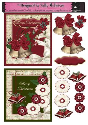 Merry Christmas Traditional Cards -2 Card Sheet