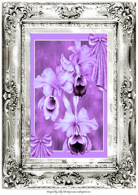 Silver Framed A4 Orchids Purple