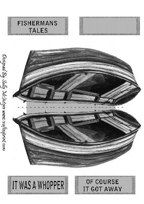 Ink Saver Black & White Boat Shaped Card Fishermans Tales