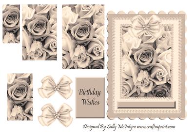 Happy Birthday Pearl Roses Taupe