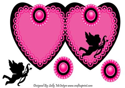 In Love Hot Pink Heart and Cupid