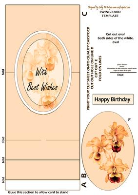 Swing Card Orchids Apricot with Best Wishes