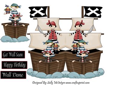 Pirate Ship Shaped Card with 3D and Greetings
