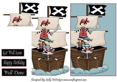 Ah Me Hearties Pirate Ship Step by Step Card