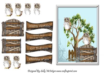 In the Country Side 3D Owls and Fence