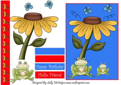 Hello Friend Happy Birthday with Cute Frog and Matching Ri