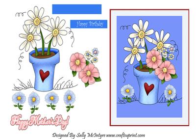 Country Style Potted Flowers Happy Mothers Day Birthday