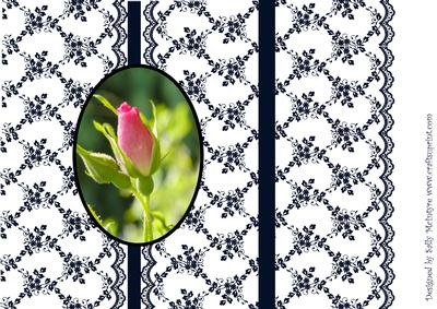 Foldback Card Lace and Roses