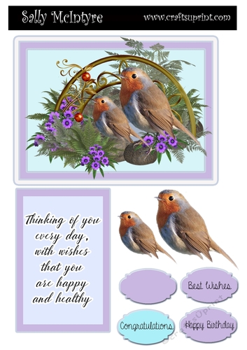 birds in the garden with card insert and sentiments, 3d birds