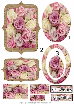 Cream and Pink Roses Pyramid and Tunnell