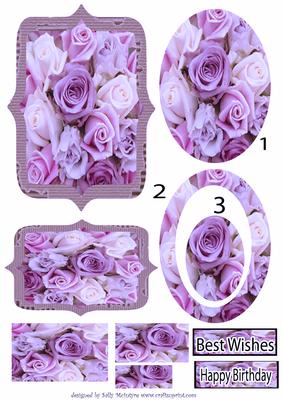 Cream and Purple Roses Pyramid and Tunnell.