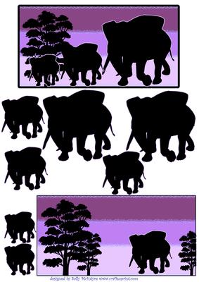 Purple Sunset in the Jungle Elephant Silhouettes