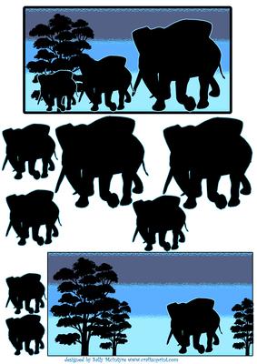 Blue Sunset in the Jungle Elephant Silhouettes