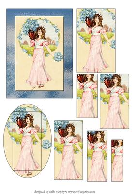 Vintage Girl Ladies Card