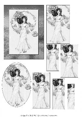 Vintage Girl Ladies Card in Black and White 2 Card Sheet
