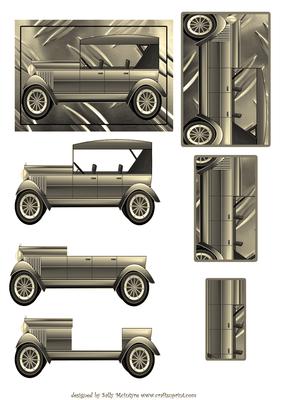 Sepia Car Decoupage and Pyramid