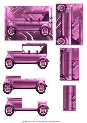 Metallic Pink Car Decoupage and Pyramid