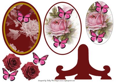 Pyramid Plate Card Roses and Topper with Decoupage Roses