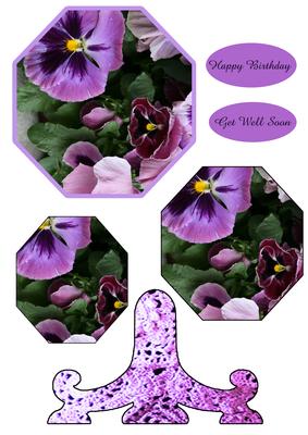 Plate Stand Pyramid Pansies Purple