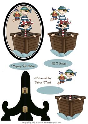 Pirates of the Sea Plate Card Decoupage