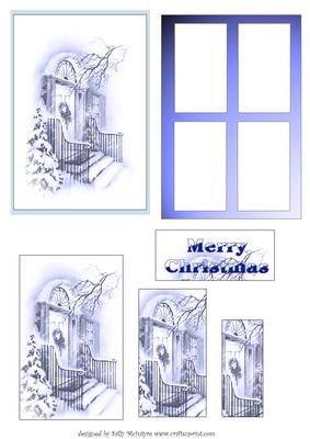Vintage Merry Christmas in Blue