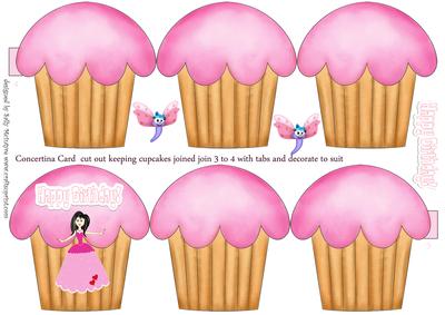 Concertina Card Design Cupcakes