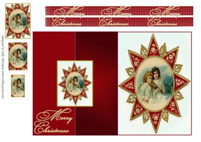 Fold Back Christmas Card in Rich Red and Gold