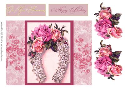 Horse Shoe Vintage Flowers on Your Anniversary Happy Birthd