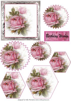 2 Shaped Pyramid Cards Soft Pink Vintage Roses