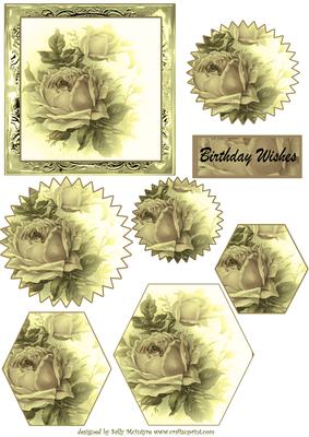 Vintage Gold Soft Roses 2 Shaped Pyramids
