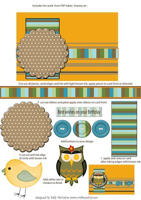 Design a Card 1 Owl , Cut ,sand, Ink and Apply to Your Card